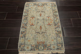 2x3 Gray, Beige, Slate Color Hand Knotted Distress Quality Oushak Wool Transitional Oriental Rug